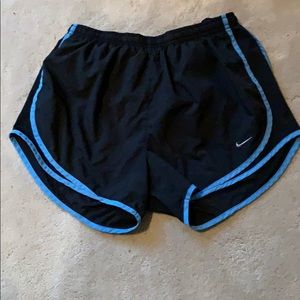 Blue and Black nike running shorts